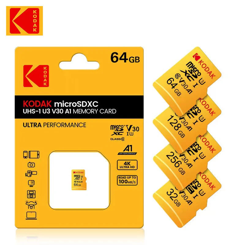 Kodak Micro SD32GB-256GB Memory Card - High Speed Class 10 U3 UHS-I for Smartphones, Digital Cameras, Tablets and Drones