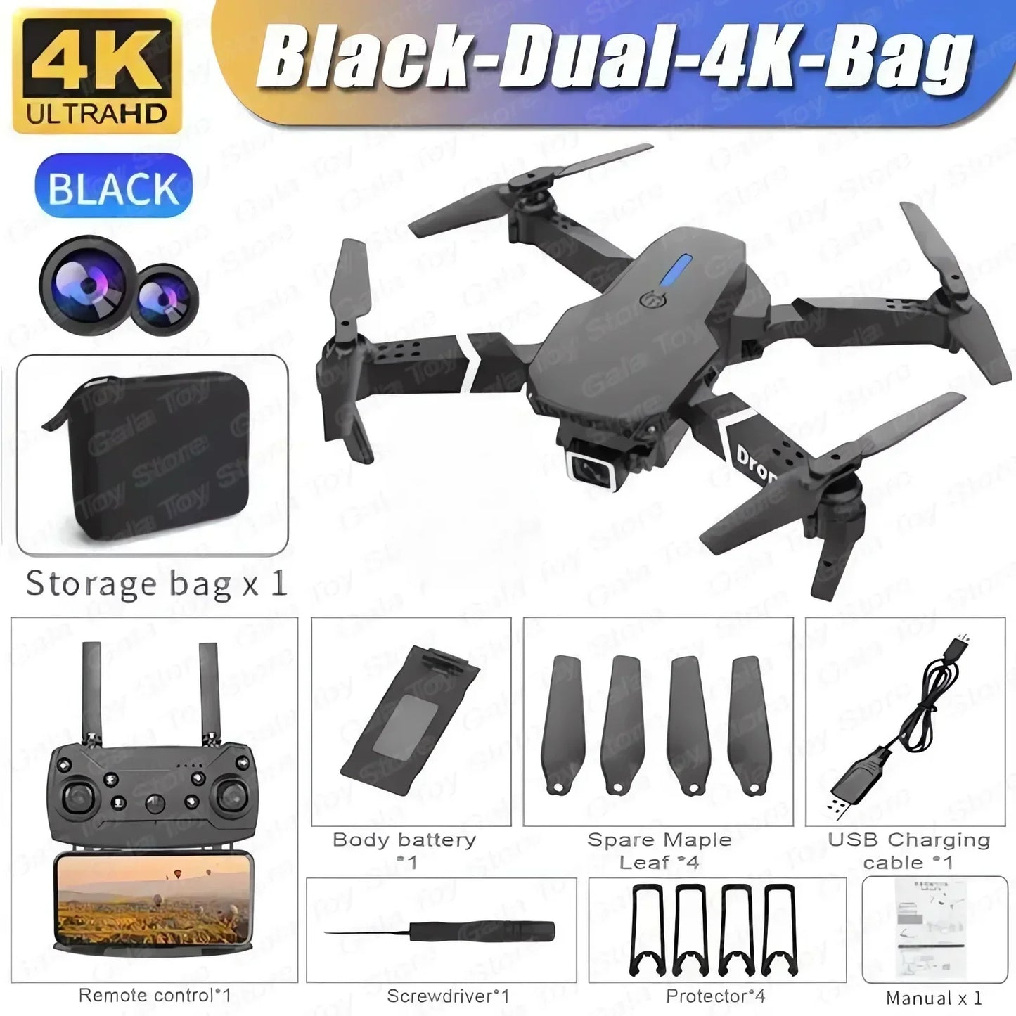 E88 Pro WiFi FPV Drone, Wide Angle, HD, 4K, 1080P Camera, Height Hold, RC, Foldable Quadcopter, Helicopter Toys, Gift, New