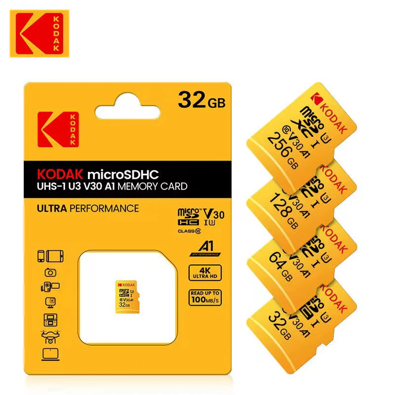 Kodak Micro SD32GB-256GB Memory Card - High Speed Class 10 U3 UHS-I for Smartphones, Digital Cameras, Tablets and Drones