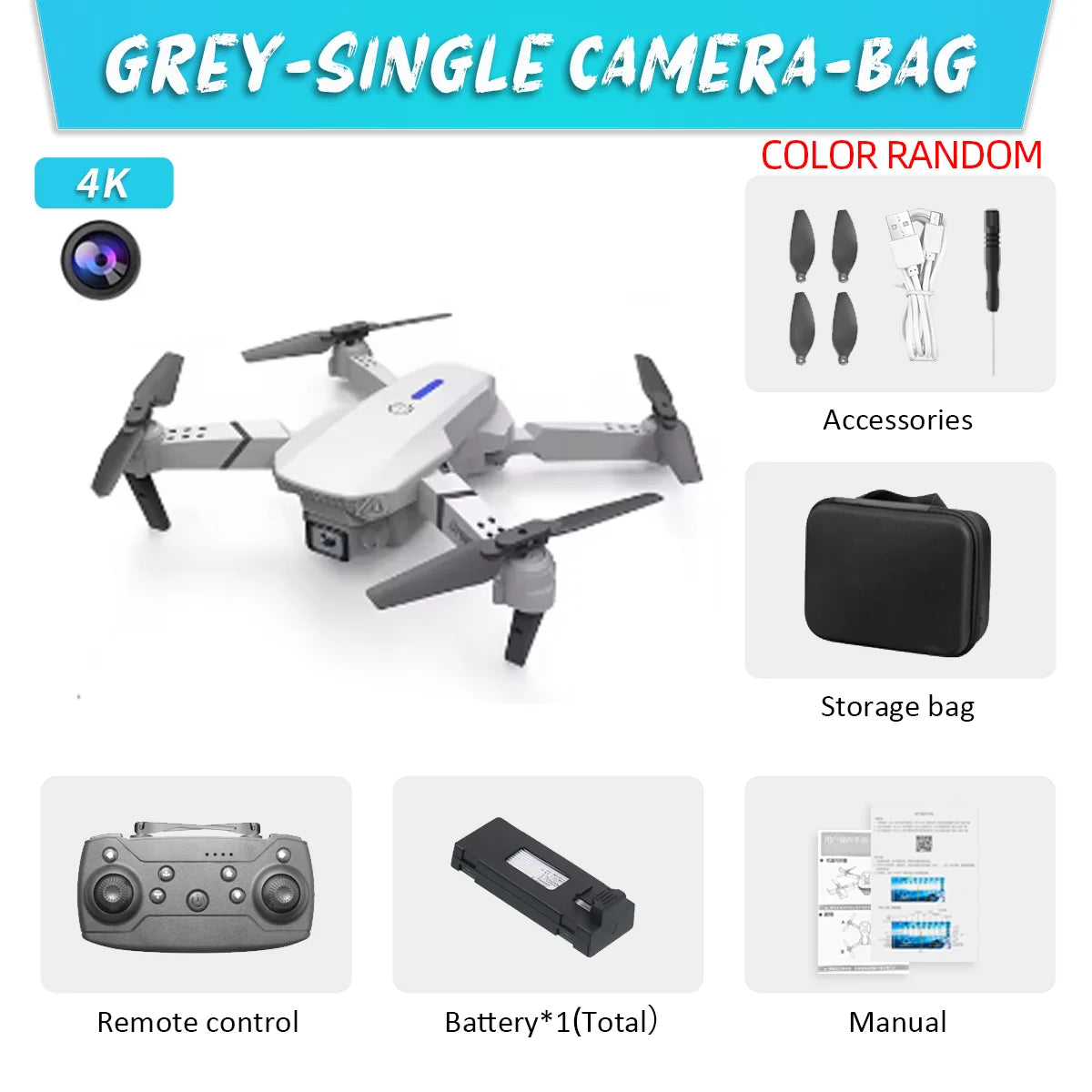 2023 E88 Pro WIFI FPV Drone Wide Angle HD 4K Camera Quadcopter Height Hold RC Foldable Dron Toys Gift
