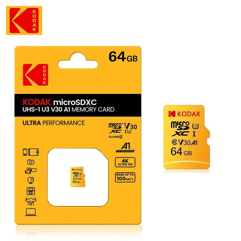 Kodak Micro SD32GB-256GB Memory Card - High Speed Class 10 U3 UHS-I for Smartphones, Digital Cameras, Tablets and Drones