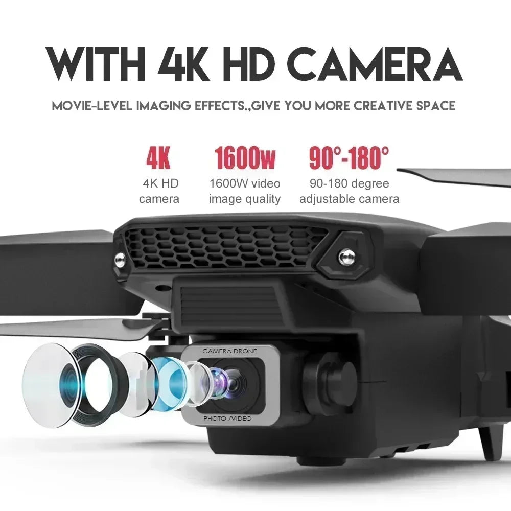 E88 Pro WiFi FPV Drone, Wide Angle, HD, 4K, 1080P Camera, Height Hold, RC, Foldable Quadcopter, Helicopter Toys, Gift, New