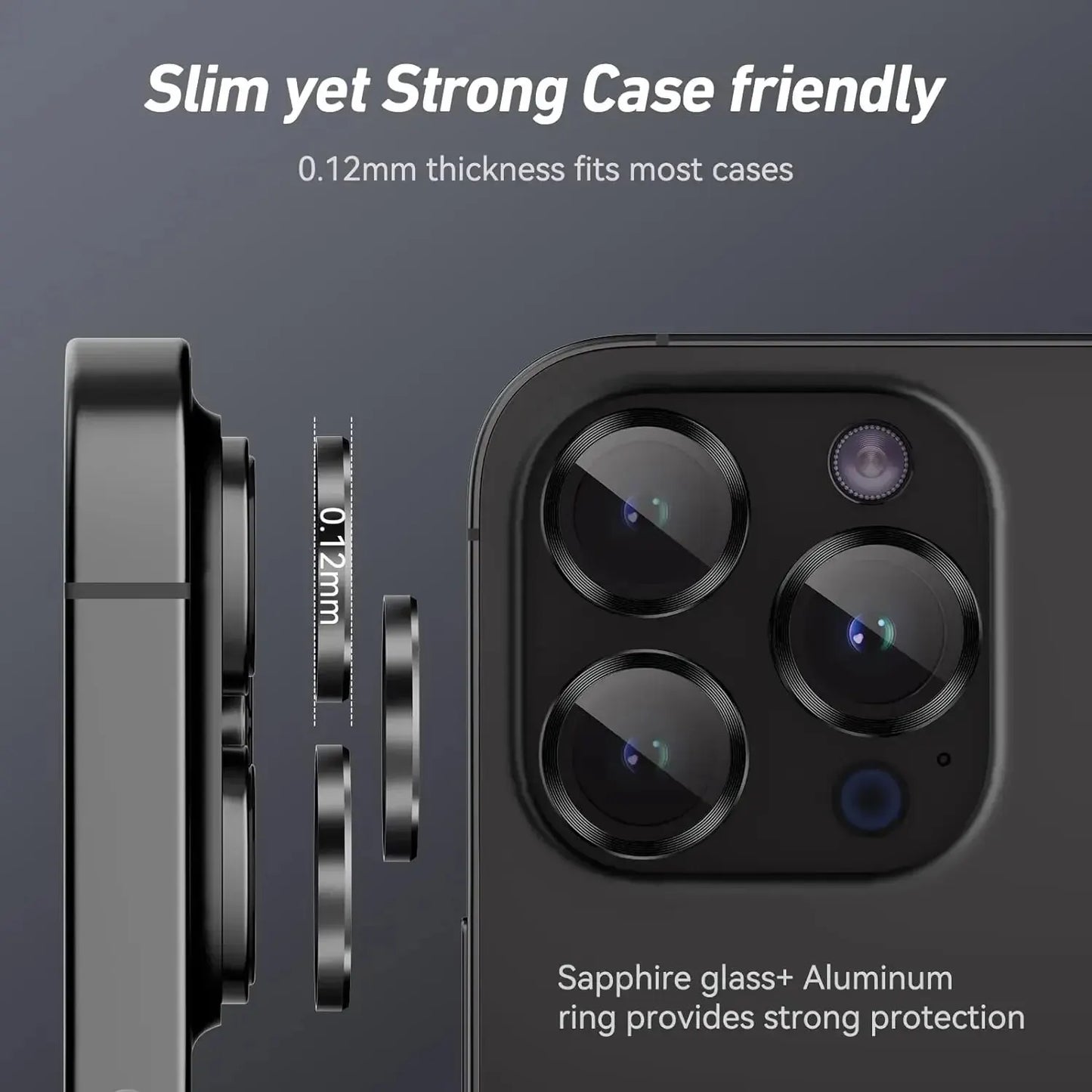 3-2pcs Metal Ring Camera Lens Protector for iPhone 12/13/14/15 pro Max 13 Mini 15 pro Max - Glass Lens Protection