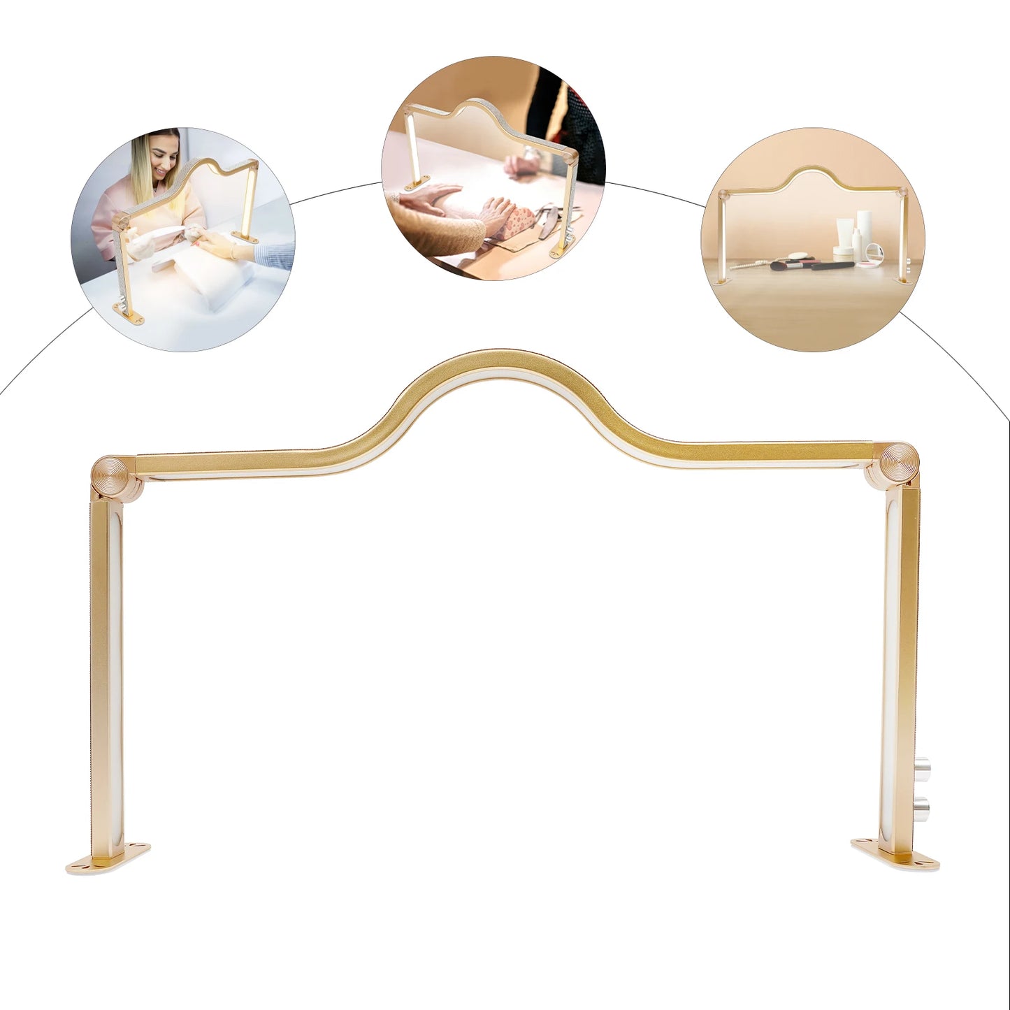 48W Foldable LED Nail Tech Light Adjustable Brightness&Color Temp (3000K-6000K), Gold Diamond-Decor Table Lamp
