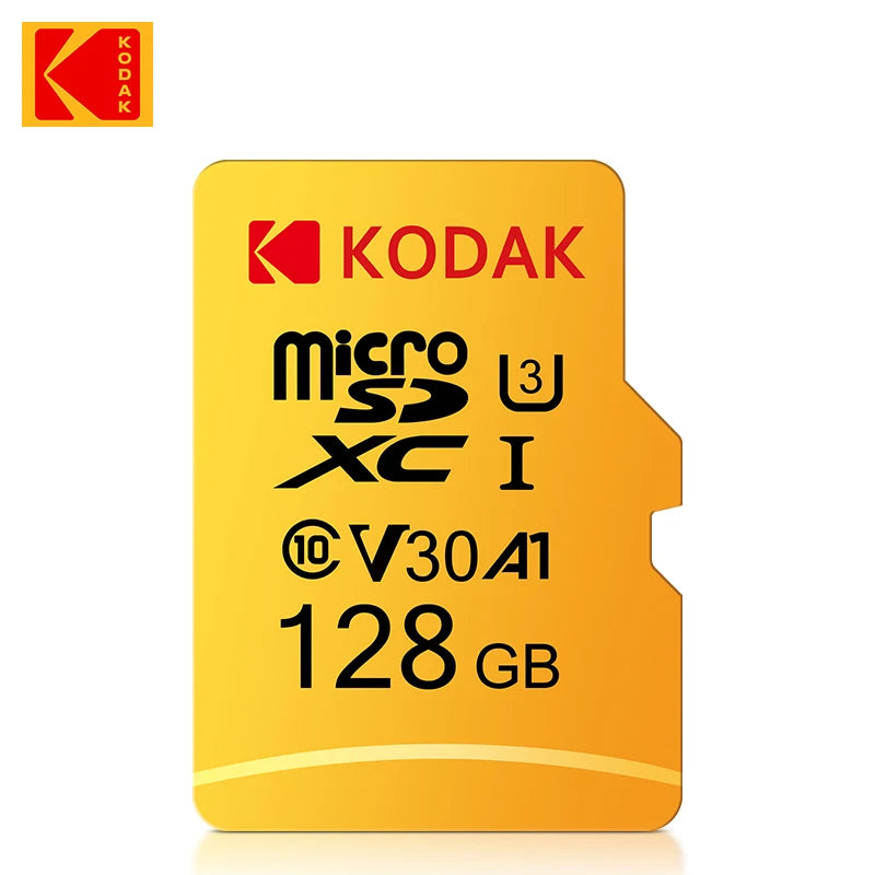 KODAK Micro SD Memory Card 128GB 100MB/s Class 10 U3 UHS-I 64GB Mini TF SD Card 4K HD for smartphones, dash recorders, drones,