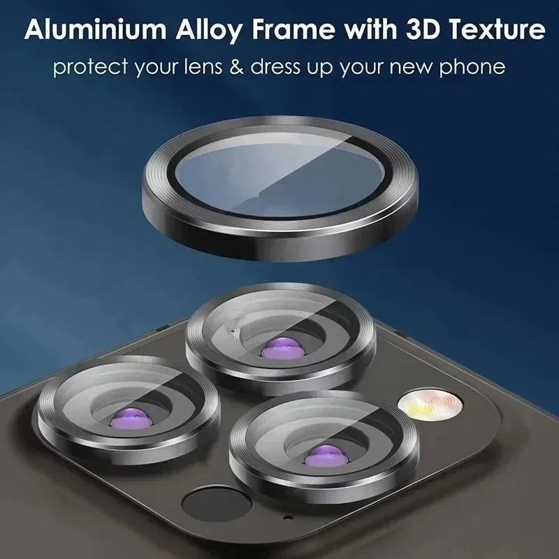 3-2pcs Metal Ring Camera Lens Protector for iPhone 12/13/14/15 pro Max 13 Mini 15 pro Max - Glass Lens Protection