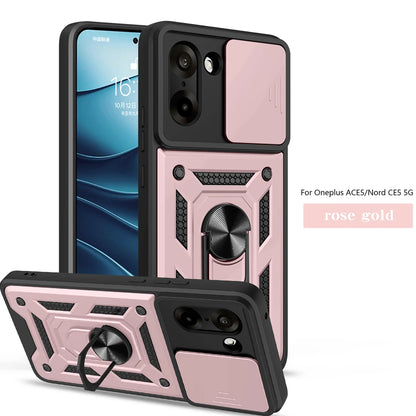 for OnePlus Nord N200 5G Case with HD Screen Protector with Slide Camera Cover, Atump 360° Rotation Ring Kickstand [Military Gra
