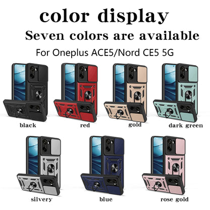 for OnePlus Nord N200 5G Case with HD Screen Protector with Slide Camera Cover, Atump 360° Rotation Ring Kickstand [Military Gra