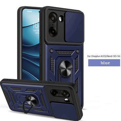 for OnePlus Nord N200 5G Case with HD Screen Protector with Slide Camera Cover, Atump 360° Rotation Ring Kickstand [Military Gra