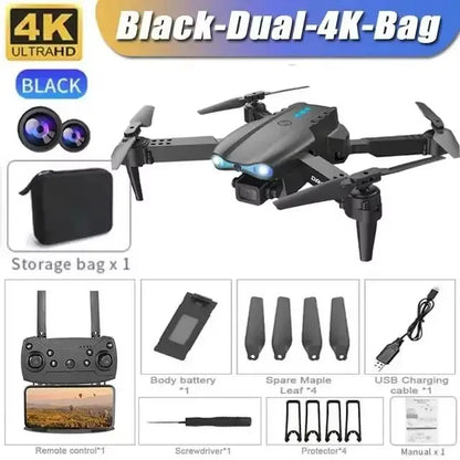 E99Pro HD Drone. 4K dual WiFi FPV, obstacle avoidance. Professional quadcopter for aerial photography.