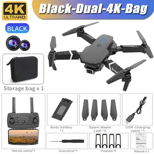 4K E88Pro drone with 1080P dual HD camera, foldable, WiFi FPV, RC helicopter for aerial photography and gifting