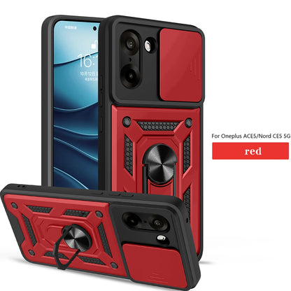 for OnePlus Nord N200 5G Case with HD Screen Protector with Slide Camera Cover, Atump 360° Rotation Ring Kickstand [Military Gra
