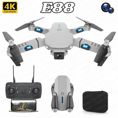 E88 Pro WiFi FPV Drone, Wide Angle, HD, 4K, 1080P Camera, Height Hold, RC, Foldable Quadcopter, Helicopter Toys, Gift, New