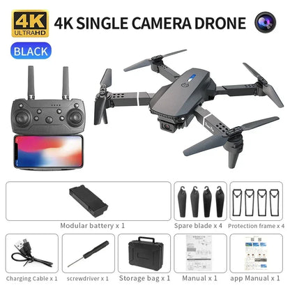 4K E88Pro drone with 1080P dual HD camera, foldable, WiFi FPV, RC helicopter for aerial photography and gifting