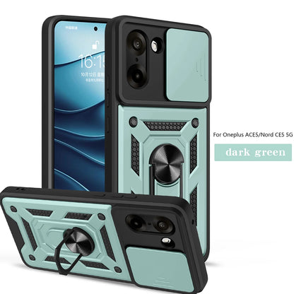 for OnePlus Nord N200 5G Case with HD Screen Protector with Slide Camera Cover, Atump 360° Rotation Ring Kickstand [Military Gra